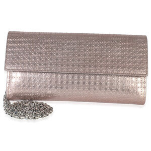 Christian Dior Pink Metallic Patent Micro Cannage Lady Dior Croisiere Wallet